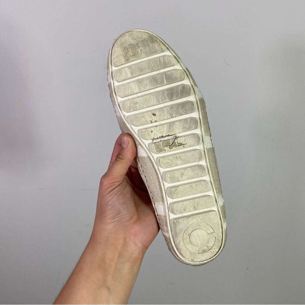 Coach Rorie Gold Sequin Embellished Tan Stripe Sunburst Flat Loafers - Picture 6 of 8